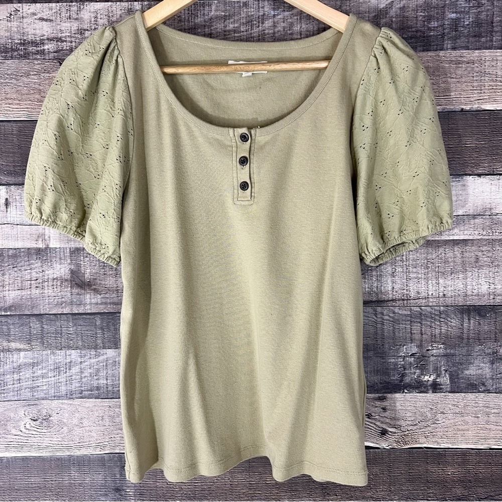 Madewell Eyelet-Sleeve Henley Top‎ Fairycore